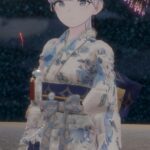 浴衣コーデ（白と青）