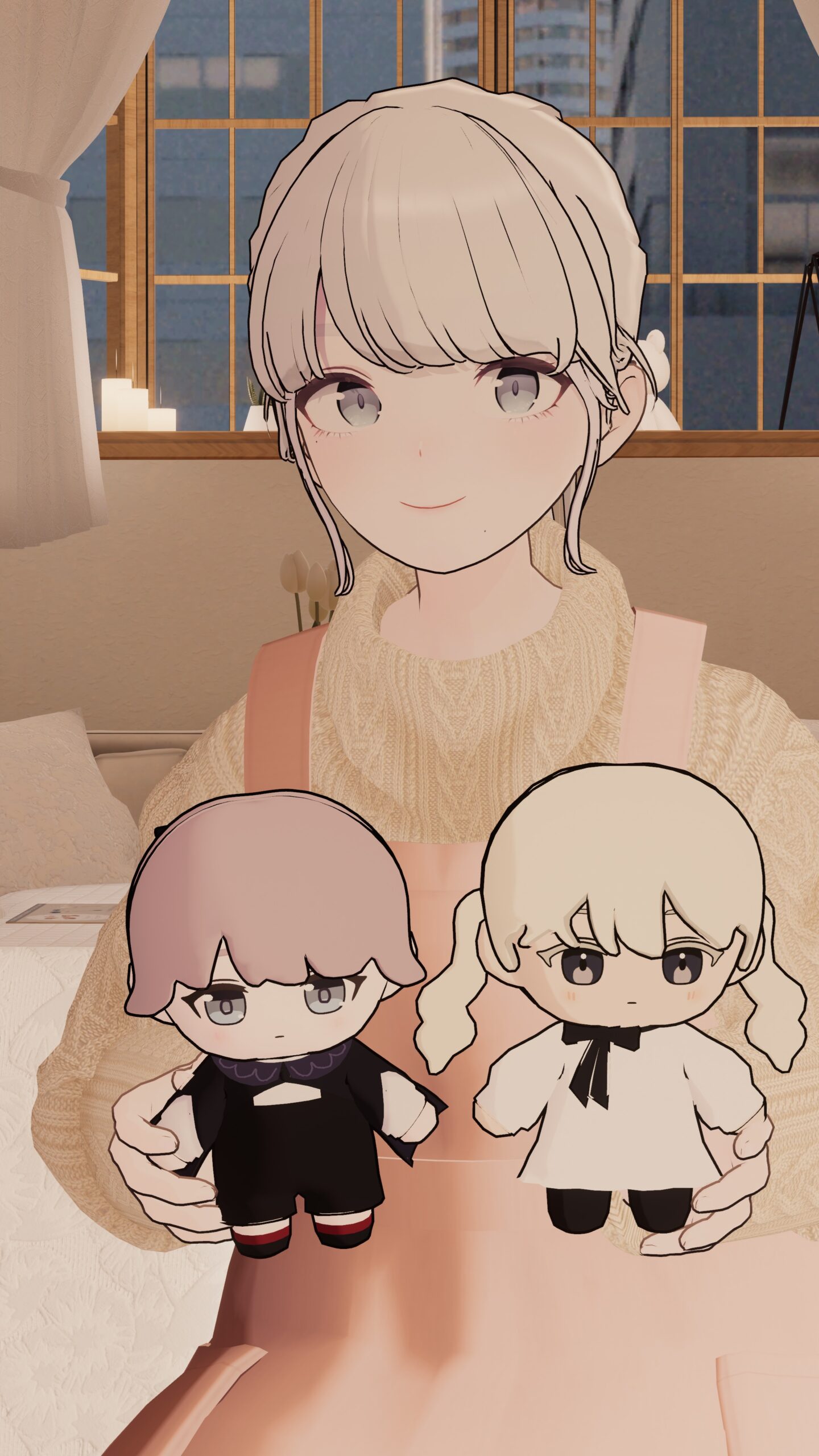 エプロン×ニットとパペット